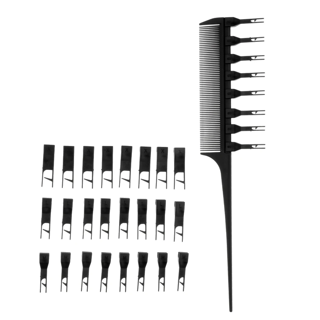 Salon Professional Weaver Highlighting Foiling Hair Comb Coloring Dye Brush with Different Size Replacement Hooks Set
