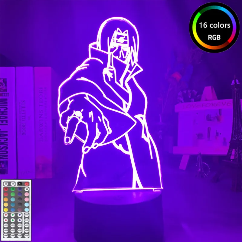 Anime 3d Light NARUTO Uchiha Itachi Suzaku Ring Posture Led Night Light Kids Children Bedroom Lamp Manga Itachi Figuras Gifts