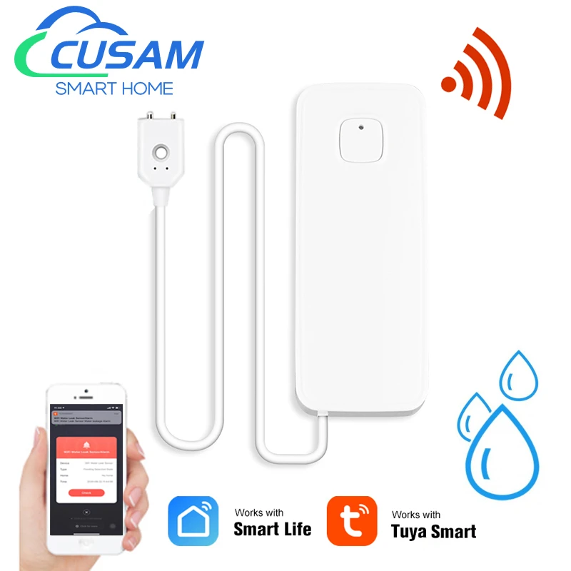 Tuya WIFI Water Leakage Sensor Independent Leak Alarm Detector Flood Alert Overflow Smart Home Security System emergency alarm for elderly