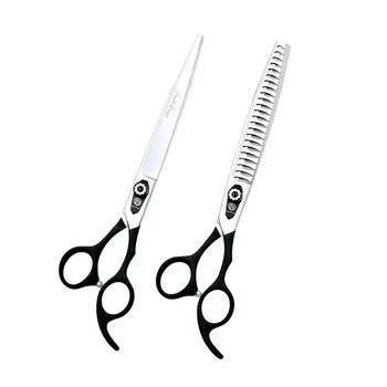 

Professional Pet Grooming Scissors Black elastic dog cutting shears 8.0 inch Japan 440c stainless steel non-slip handle