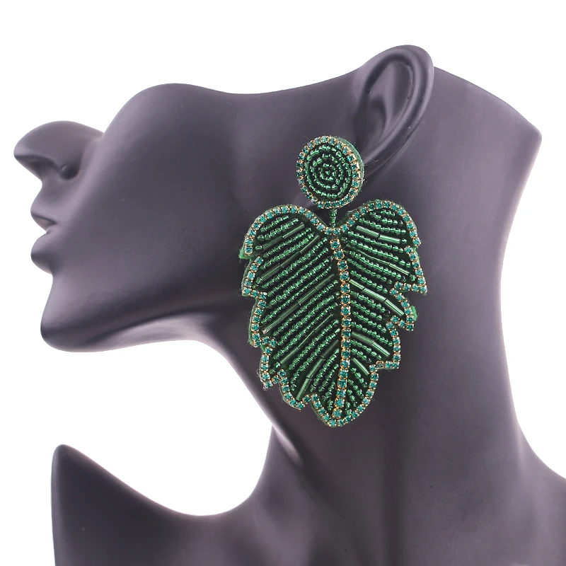 EARrings Za Boho Glass Beads handmade drop earrings for women Earrings big earrings Green