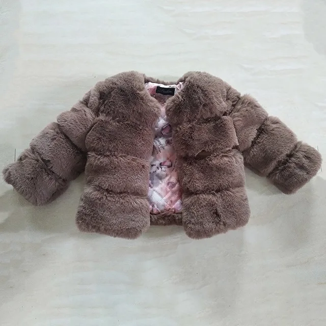 Осенне-зимняя шуба из искусственного лисьего меха для девочек, детская теплая верхняя одежда, мягкая меховая куртка для маленьких девочек модные парки принцессы TZ239 - Цвет: Коричневый