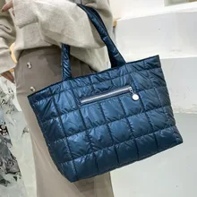 

Quilted Big Shoulder Bags for Women Quality Nylon Tote Bag Large Capacity Shopper Bag All Match Brand Design Ladies Handbags Sac