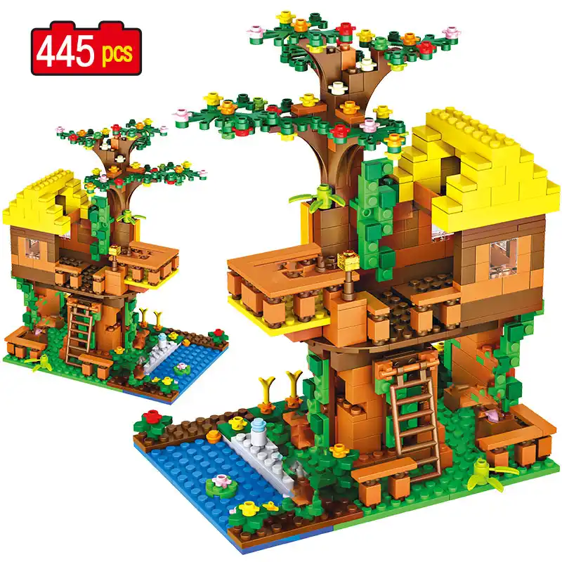 445pcs Classic Jungle Tree House Building Blocks Compatible