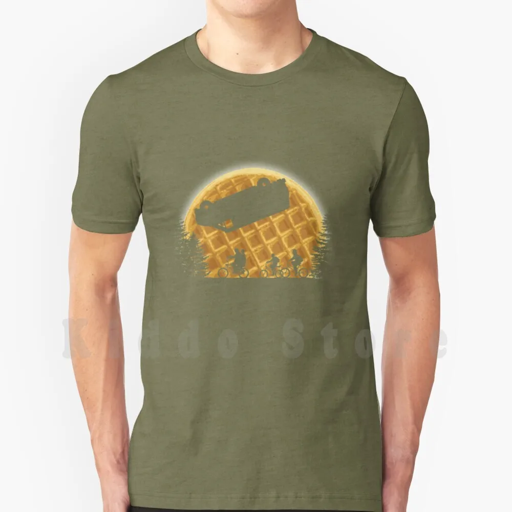 thumbnail image 1 of Camiseta Stranger Moon de algodón para hombre, camiseta con estampado DIY, genial, años 80, Moon Waffles, Netflix, Hawkins, Upside Down, Eleven, Demogorgon, Things, años 80, 1 of 5