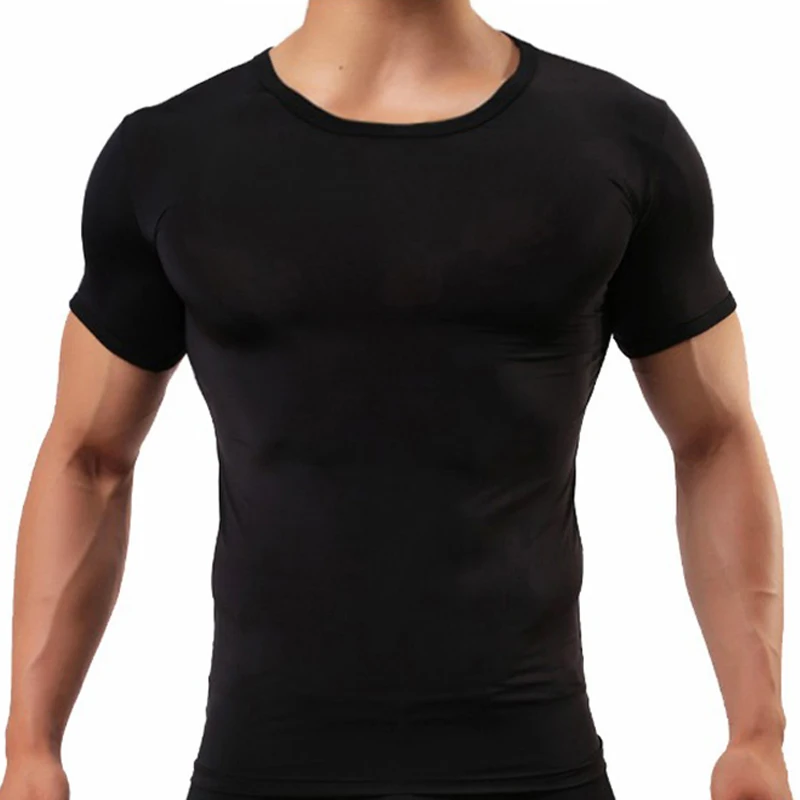 Silk Fitness Undershirt T-shirt | Men's Tight Black T-shirt | Men's Tight  Black Shirt - T-shirts - Aliexpress