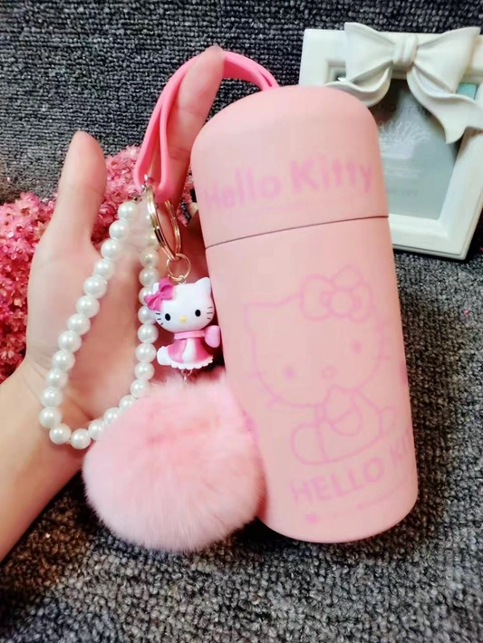 260ml Helloo Kitty Thermos Cup 304 Stainless Steel Water Bottle Pink Kitty Cat Insulated Cup Thermos Flask Hot Water Thermos