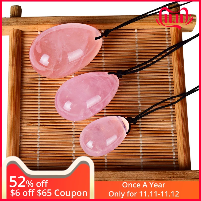 Drilled Yoni Eggs Jade For Women Vaginal Kegel Exercise Pelvic Muscle Exercise Tightening Rose Quartz Ben Wa Ball Massager