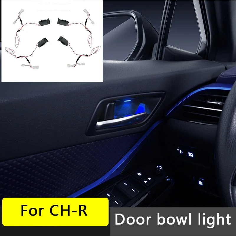 

4Pcs LED Door Bowl Light Lamp Rear Handle Atmosphere Interior Lights For Toyota CHR C-HR 2016-2019 2020 2021 Accessories