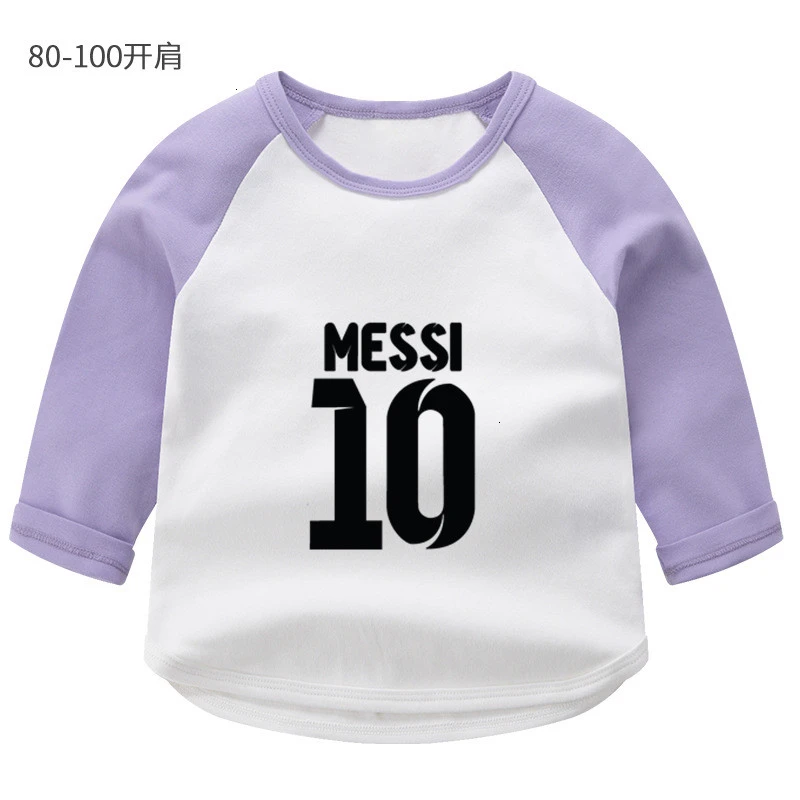wholesale football MESSI 10 Summer O-Neck PRINT Tops Boys Girls splice color Long sleeve Children Cartoon T shirt Baby