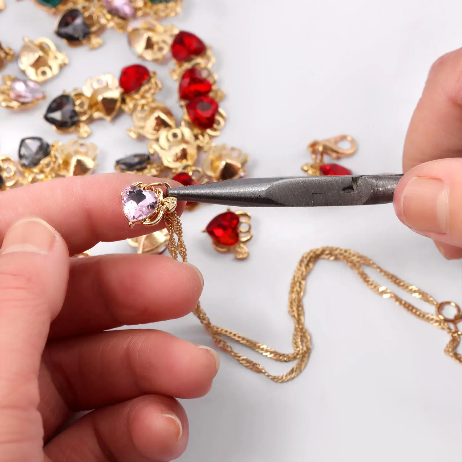 72Pcs/Box Multicolor Shiny Heart Crystal Charms Jewelry for Making DIY Pendant Earrings Necklaces Bracelets Findings Accessories