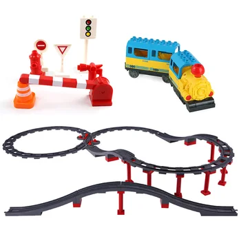 

Big Building Blocks Set Electric locomotive Track Train Cabin Bricks Accessories Compatible With Duploed Toys For Kids Gift
