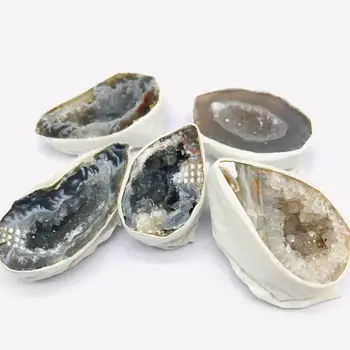 

1pc 7 chakra raw natural brazil agate geode stone gray agate quartz cluster for sale