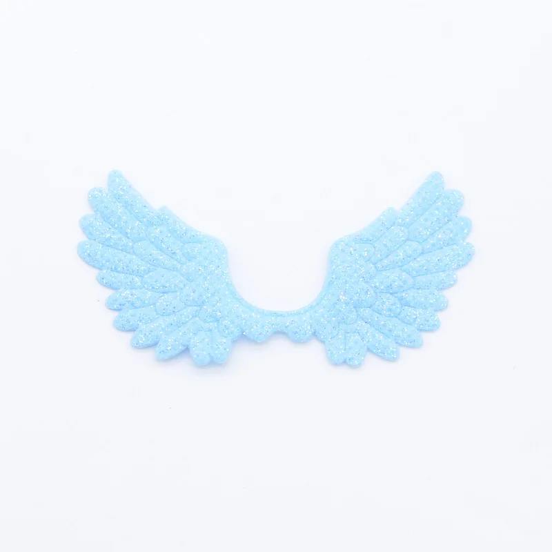 Light Blue 20 шт./лот, 65*36 мм, блестящие порошки, односторонняя аппликация в виде крыла ангела, крыло Купидона, крыло Феи для рукоделия, украшения в виде банта, H69 - Цвет: Light Blue