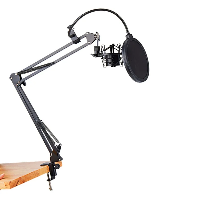  Standard Microphone Arm Stand Set Foldable Adjustable Table Hanging Mount Clamp Holder Kit