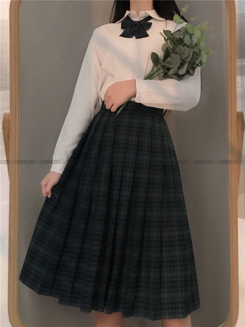 [Sandwich seaweed] Student JK Uniform Long Plaid Skirt Genuine Premium Grade Preppy Style Skirt Full set Autumn Winter Suits japanese school uniform japanese schoolgirl skirt