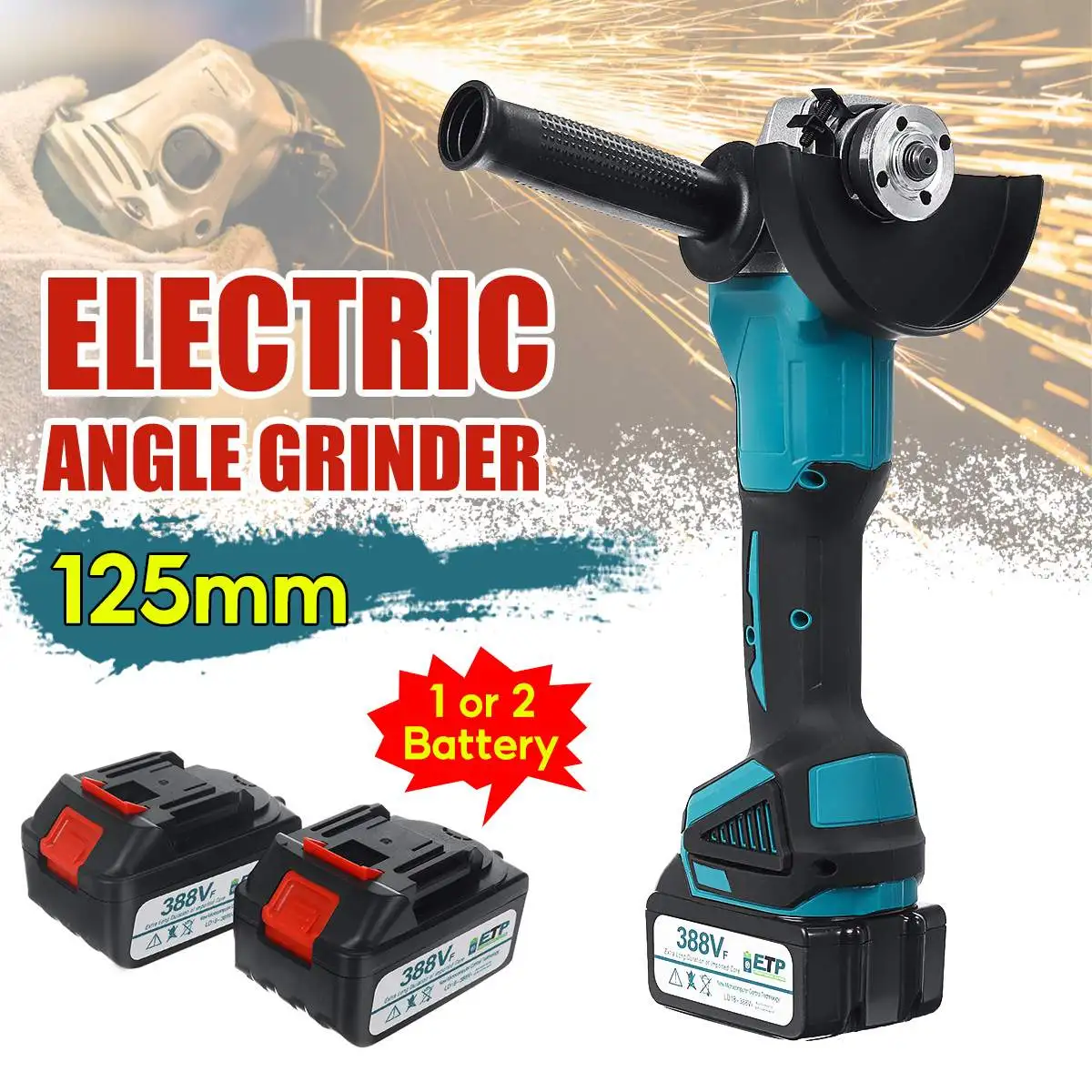 125MM Cordless Angle Grinder Cutting Machine Power Tool 15000Mah Lithium-Ion Battery Electric Grinder for Makita 18V Battery