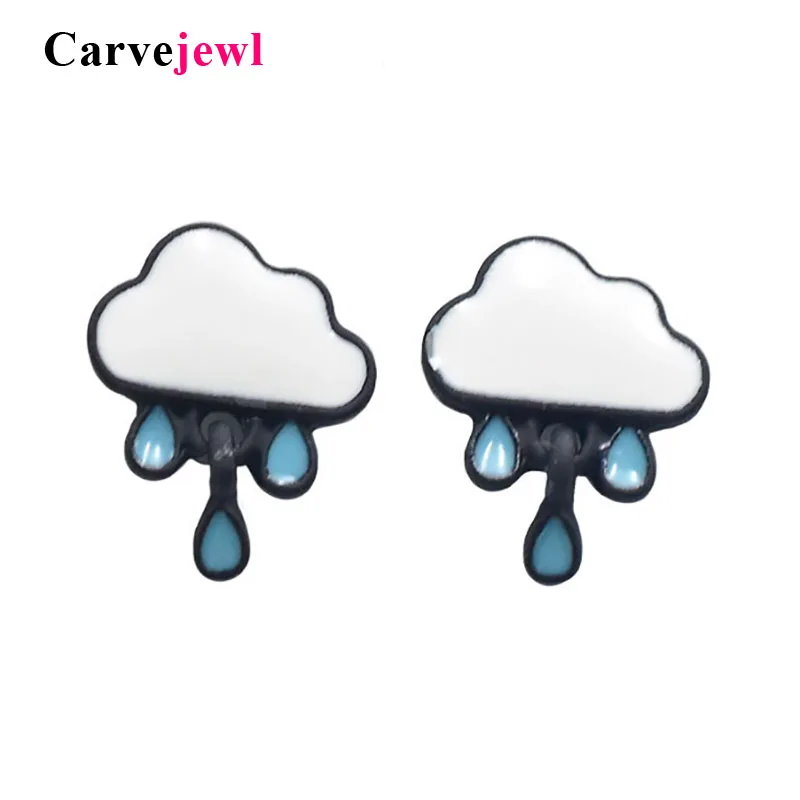 Carvejewl Корея милые серьги для молодой женщины простой мультфильм женские серьги-подвески белые облака синие капли дождя серьги для женщин ювелирные изделия