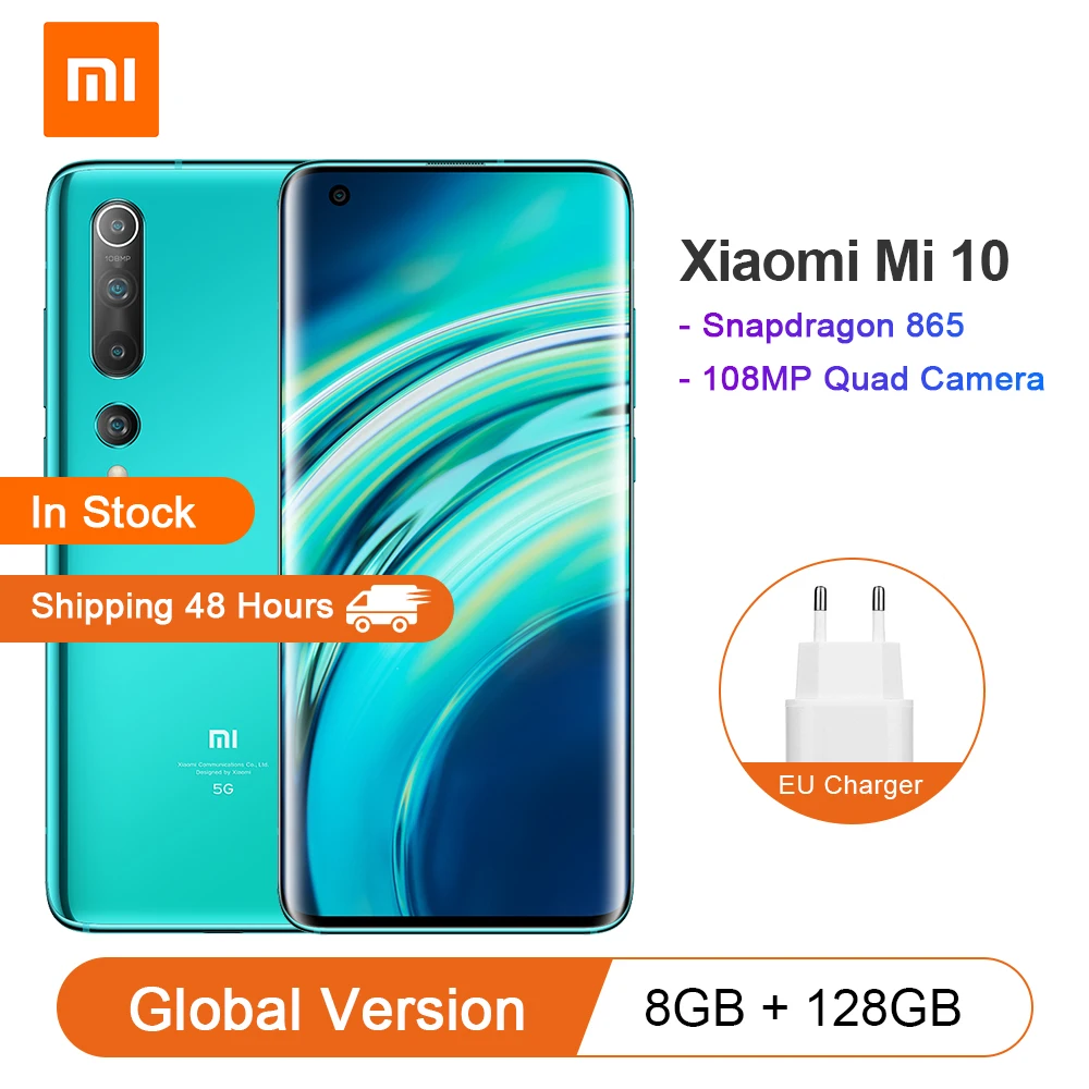 Глобальная версия смартфона Xiaomi Mi 10 8 Гб 128 ГБ AMOLED дисплей 6 67 дюйма мобильный