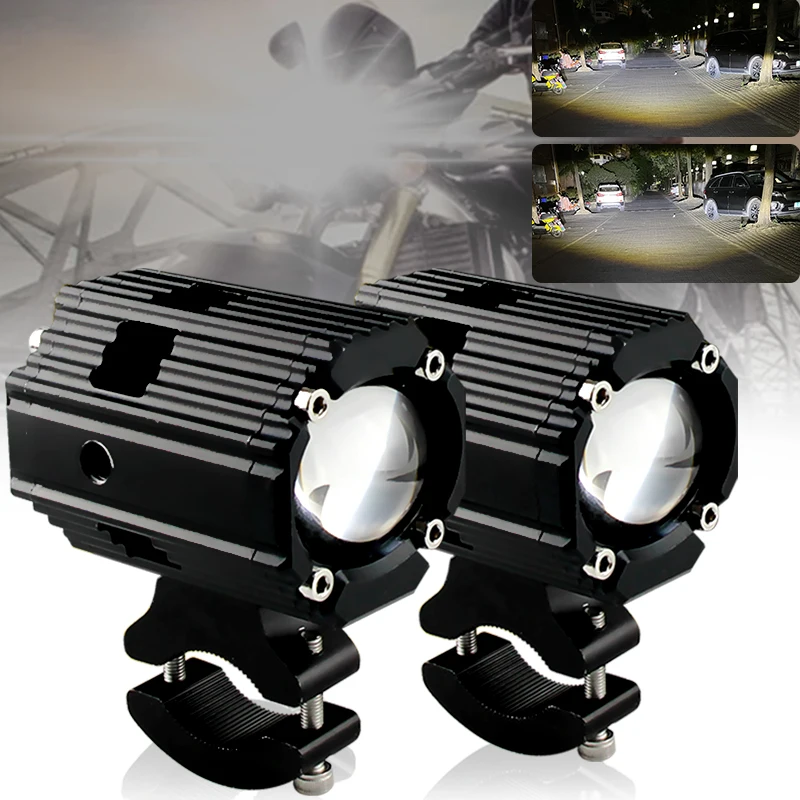 2pc Motorcycle fog lights led Double lens 18000lm For BMW YAMAHA KAWASAKI LED Auxiliary Fog Light Assemblie Driving Lamp 90W