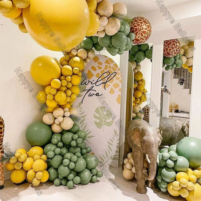 

185pcs Birthday's Balloon Garland Arch Kit Dusty Green Wedding Decoration Doubled Apricot Gold Set Of Ballon Baby Shower Party