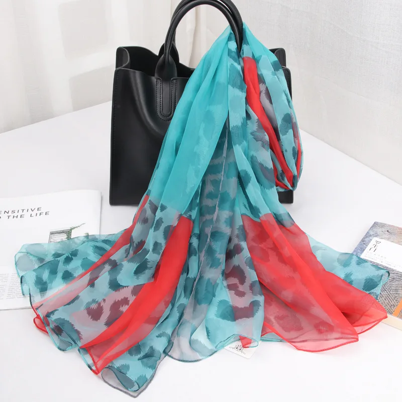 

Diwish Sunscreen Scarf Faux Silk Shawl Leopard Fashion Dot Long Scarfs For Ladies Mixed Color Soft Beach Towel Seasons Kerchief