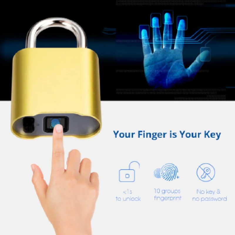 

Bluetooth Fingerprint Door Lock Luggage Bag Keyless Door Lock USB Rechargeable AntiTheft Security Fingerprint Padlock