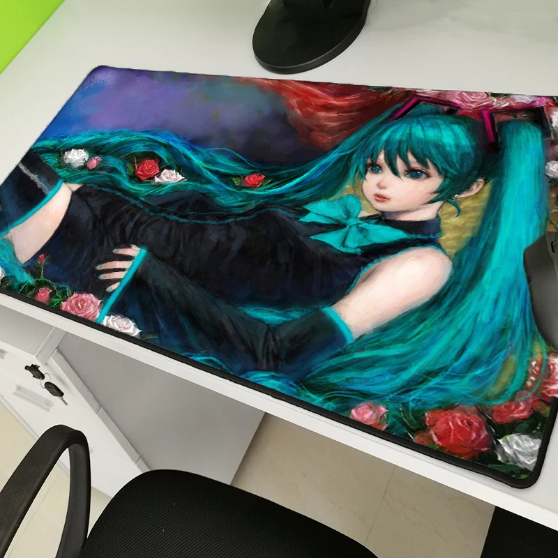 

Yuzuoan Anime Hatsune Miku Lockedge Queen Game Mousepad Computer Player Rubber Non-slip Waterproof Keyboard Mouse Pad Large
