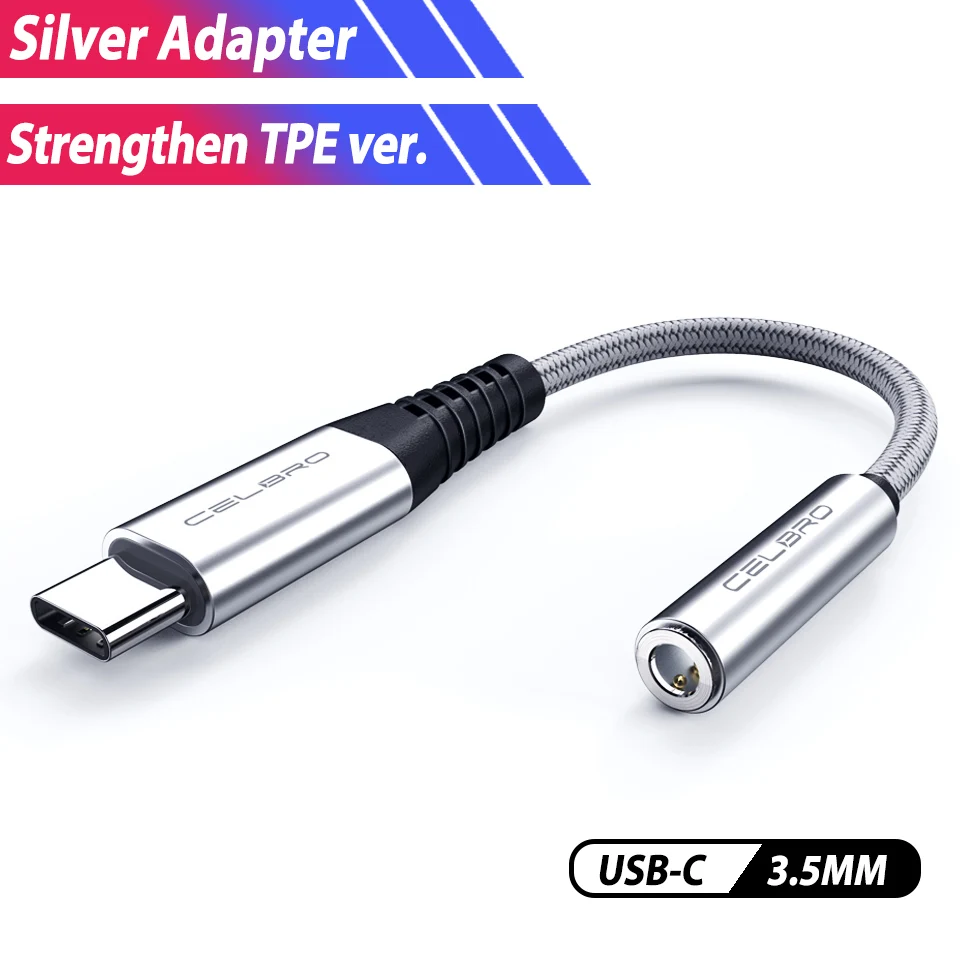 Type-C To 3.5mm Earphone Cable Adapter Type C USB-C Male To 3.5mm AUX Audio Female Jack for Samsung Htc Xiaomi Mi 9 Pro - Цвет: Silver