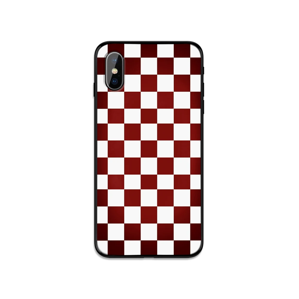 4 Чехол для телефона в клетку для iphone 11 Pro X XS Max XR 7 8 6 6s Plus 5S SE, черный, белый, в клетку, простой ретро чехол, чехол - Цвет: 4