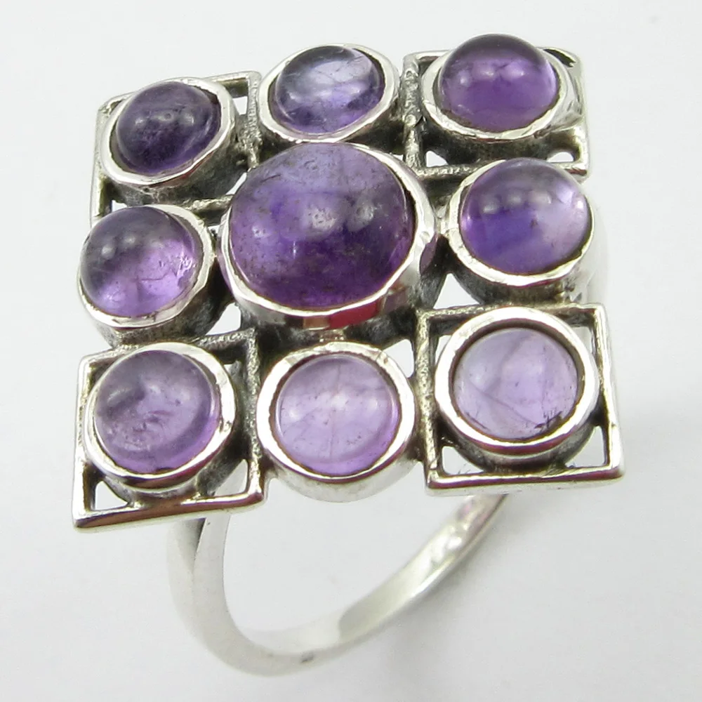 

Amethysts Ring Sz 9 Silver Wedding Jewelry Unique Designed
