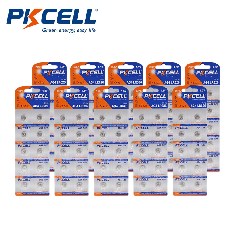 100 шт. батарейки PKCELL AG4 377A 377 LR626 SR626SW SR66 LR66 для часов 1 5 В щелочные ключей|Часовые