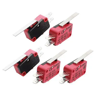 

5 Pcs AC 220V 16A SPDT 3Pin Momentary Long Straight Hinge Lever Micro Switch