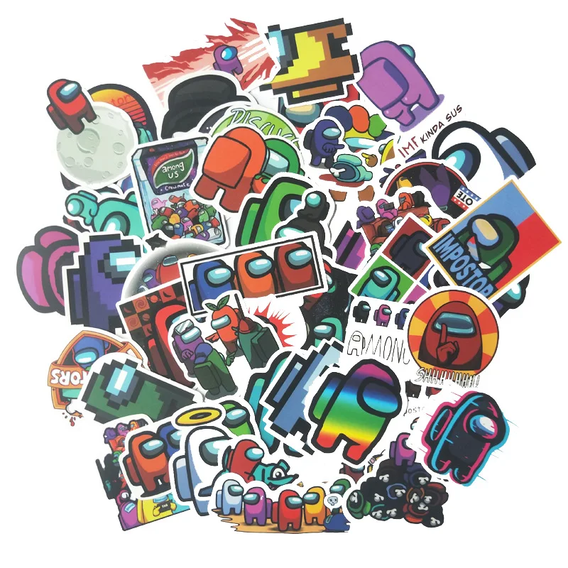 

50pcs/pack Hot sale Game Among Us Graffiti Stickers For Notebook Motorcycle Skateboard Computer Mobile Phone Decal Cartoon Toy
