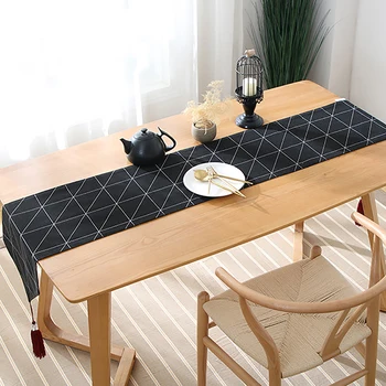 

Simple Pastoral Table Runner Black Grid Table Runners Geometric Decorative Table Decorative Runner For Home Textile