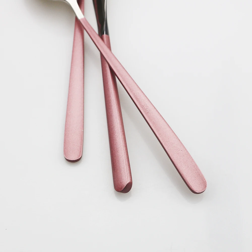 3 шт корейские красочные розово-серебряные экологически чистые портативные столовые приборы для путешествий 304 набор ножей из нержавеющей стали набор ложек и вилок