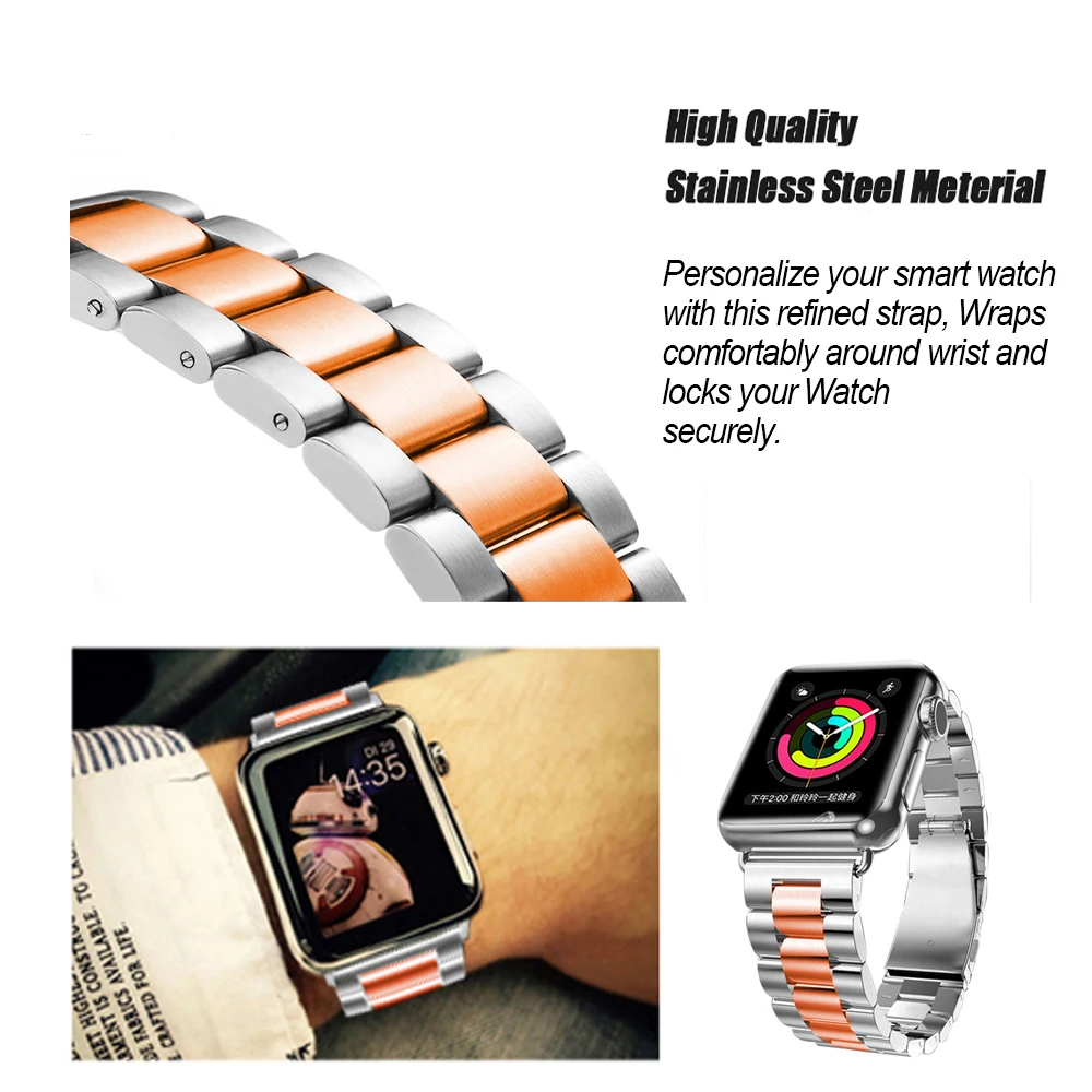 10 Apple watch iwatch stainless steel watch band silver rosegold 5