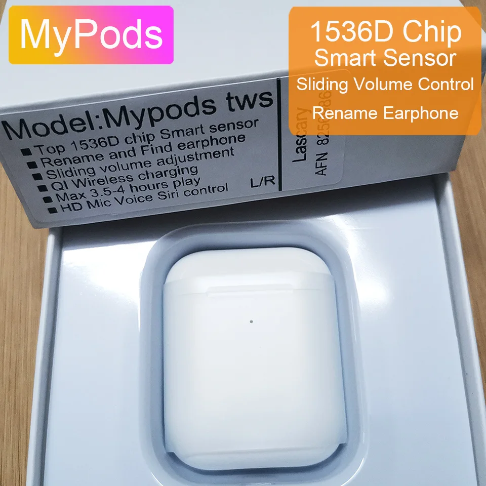 Беспроводные bluetooth-наушники MyPods Tws Arie 2 с регулятором громкости 8D Super Bass PK i5000 i90000 Pro MAX i9000TWS