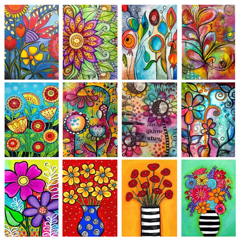 Diamond Painting DIY 5D Set Cross Stitch Art Large Flowers Paintings Abstraction Arts Pictures Of Rhinestones Craft | Дом и сад