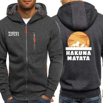 

HAKUNA MATATA Mens Zip Jacket 2019 Autumn Brand Hoodies Men The Animal Kingdom Printing Male Tracksuit Hipster Clothing Harajuku