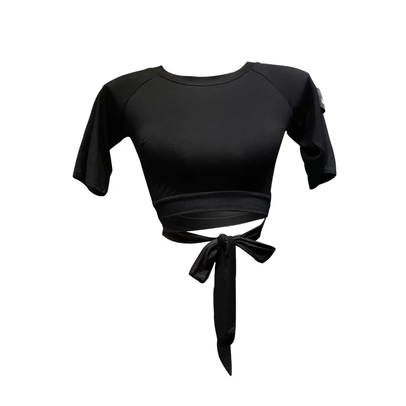 Модный Женский костюм для латинских танцев, юбка с черным цветком, сексуальный стандартный костюм для бальных танцев сальсы Y062