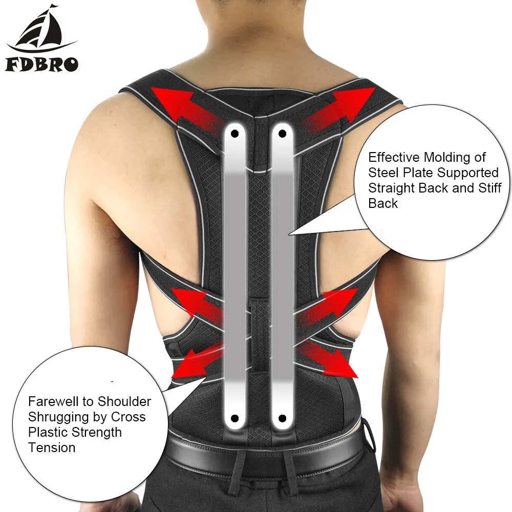 FDBRO пояс для поддержки спины Регулируемый Корректор осанки позвоночника для взрослых Горбатая боль поддержка спины плечевой ремень коррекция осанки