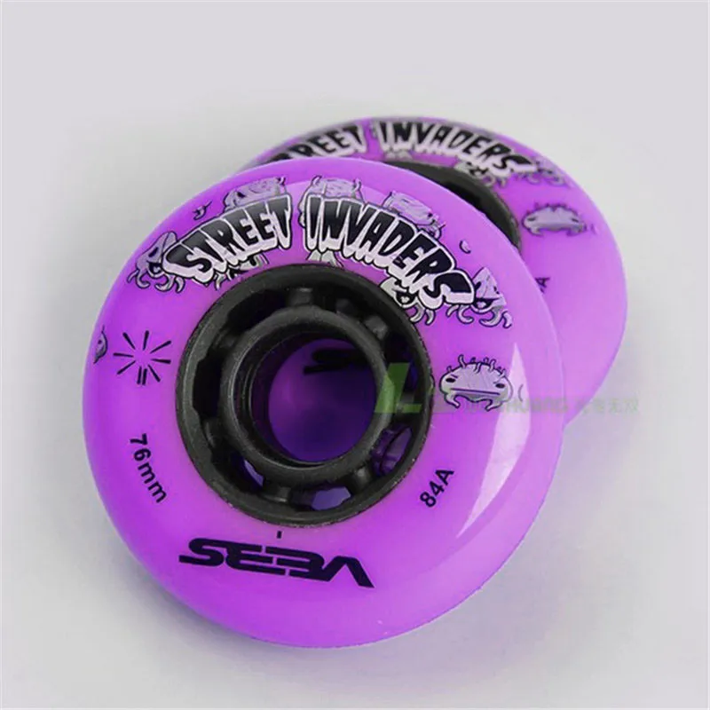 purple 80mm Оригинальные фиолетовые 84A уличные захватчики для катания на коньках SEBA колеса 80 мм Patines шины для роликовых FSK роликовых коньков колеса для HV 4 шт./лот - Цвет: purple 80mm