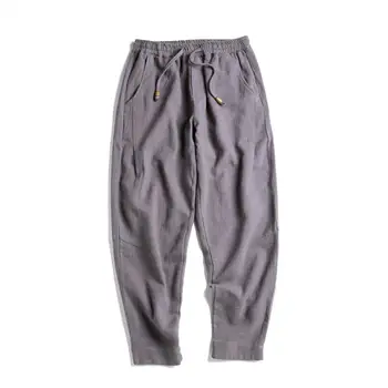 

Mens Cotton Linen Pants Fashion Slim Straight Men Pant Anti Wrinkle Casual Business Quality Trousers Male Winter