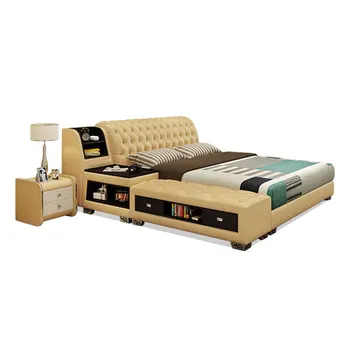 

Bedroom Functional tatami leather bed storage soft bed double bed