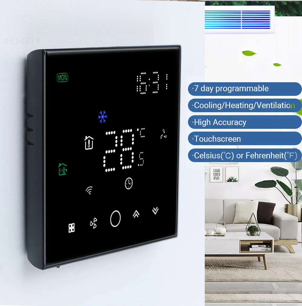 central, válvula de 24V 0-10V temperatura, ventilador