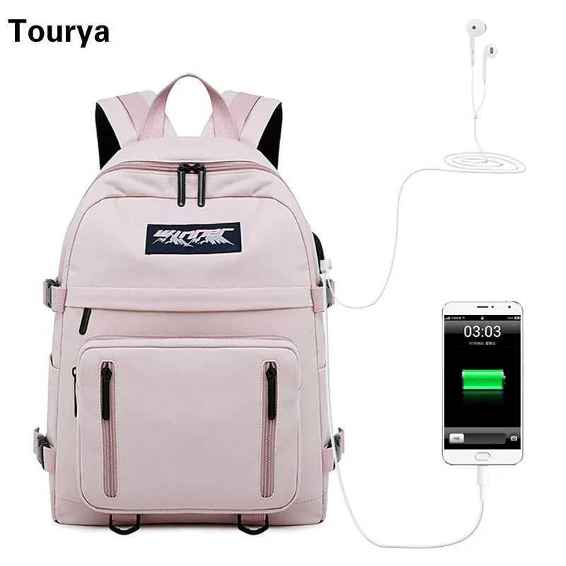 Водонепроницаемый женский рюкзак Tourya с USB зарядкой школьная сумка для девочек