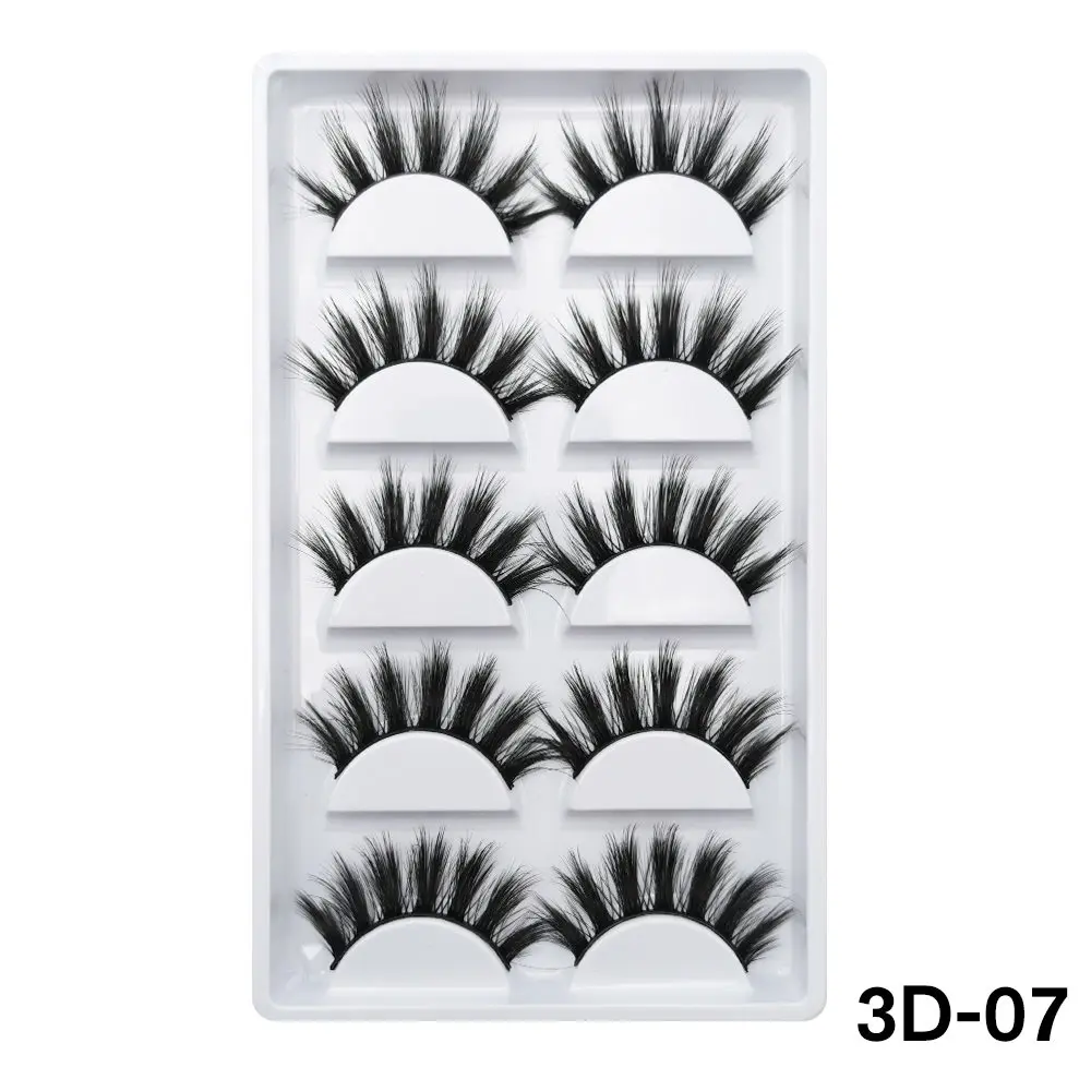 

HUARUITAI 5 Pairs Handmade Real Mink 3D Full volume False Eyelashes Thick Long Lashes Set eyelash extension