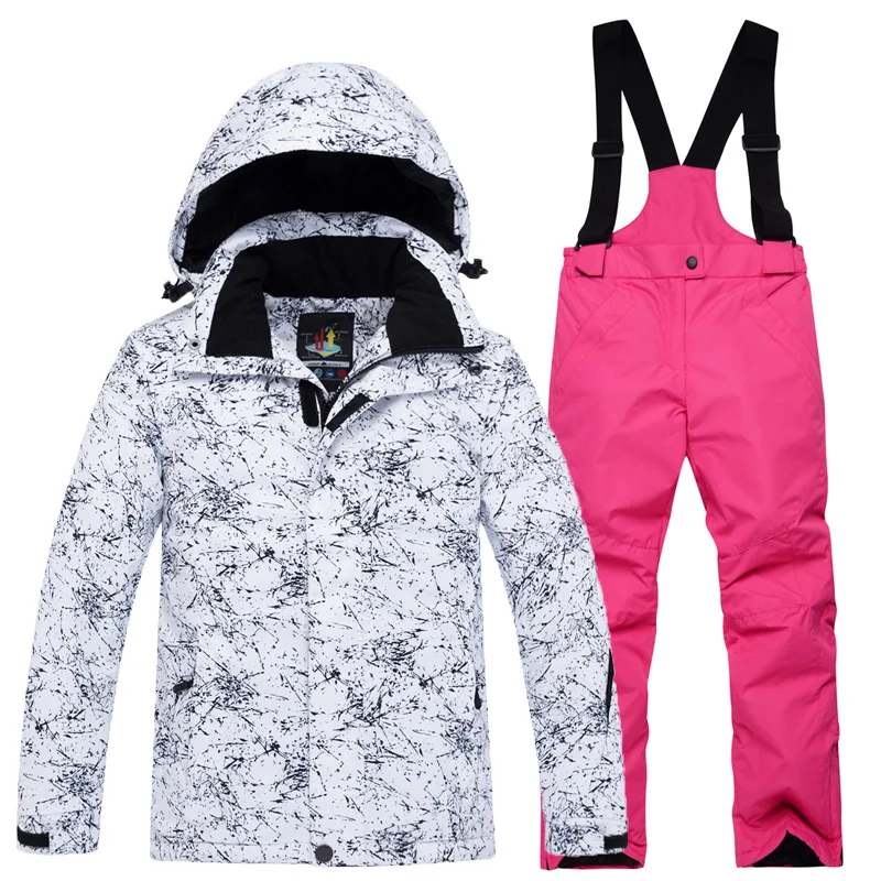 Детский лыжный костюм; зимнее пальто; ветрозащитные водонепроницаемые лыжные куртки для девочек и мальчиков; зимние штаны; теплый детский зимний костюм для сноуборда - Цвет: 16