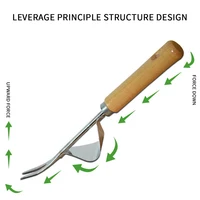 Wood Handle Stainless Steel Garden Weeder Hand Weeding Removal Cutter Dandelion Puller Tools Multifunction Weeder Transplant 2